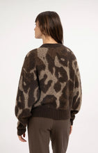 YAYA - Knitted Cardigan with Batwing Sleeves - Cocoa Brown Dessin