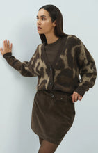 YAYA - Knitted Cardigan with Batwing Sleeves - Cocoa Brown Dessin