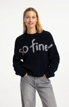 YAYA - Knitted Sweater with Artwork - Cat Black Dessin