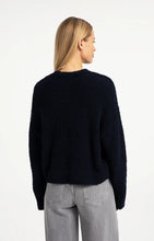 YAYA - Knitted Sweater with Artwork - Cat Black Dessin
