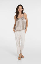 YAYA - Satin Singlet with Sheer Detail - Crockery Brown