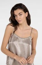 YAYA - Satin Singlet with Sheer Detail - Crockery Brown