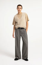 YAYA - Soft Knit Sweater Deep V-Neck - Light Beige Melange