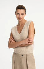 YAYA - Soft Knit Sweater Deep V-Neck - Light Beige Melange