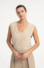 YAYA - Soft Knit Sweater Deep V-Neck - Light Beige Melange