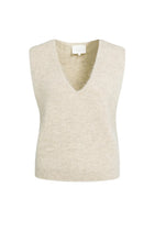 YAYA - Soft Knit Sweater Deep V-Neck - Light Beige Melange