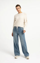 YAYA - Sweater with Batwing Sleeve and Drawcord - Off White Melange