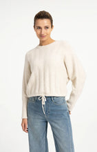 YAYA - Sweater with Batwing Sleeve and Drawcord - Off White Melange