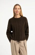 YAYA - Sweater with Batwing Sleeves and Drawcord - Slate Black Brown Melange
