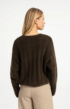 YAYA - Sweater with Batwing Sleeves and Drawcord - Slate Black Brown Melange