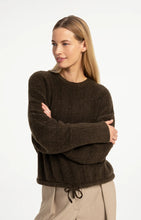 YAYA - Sweater with Batwing Sleeves and Drawcord - Slate Black Brown Melange