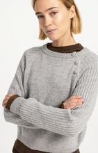 YAYA  - Sweater with Ribbed Sleeves - Grey Melange