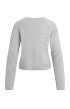 YAYA  - Sweater with Ribbed Sleeves - Grey Melange