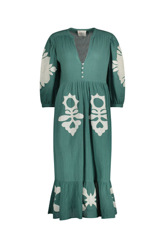 Leon & Harper Roza Paros and Green Short Sleeved Long Dress