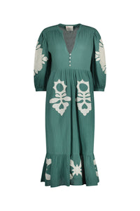 Leon & Harper Roza Paros and Green Short Sleeved Long Dress