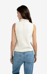 YAYA - High Neck Cable Knit Vest - Off White