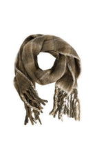 YAYA - Woven Checked Scarf with Fringes - Slate Black Brown Dessin