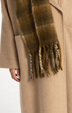 YAYA - Woven Checked Scarf with Fringes - Slate Black Brown Dessin