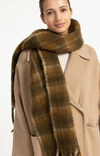 YAYA - Woven Checked Scarf with Fringes - Slate Black Brown Dessin