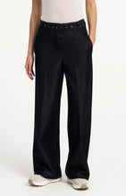 YAYA - Woven Trousers with Belt - Cat Black