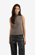 YAYA - High Neck Cable Knit Vest - Brown Melange