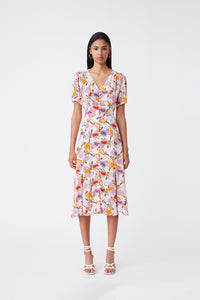 Suncoo Caitlin Floral Print Midi Dress - Mauve