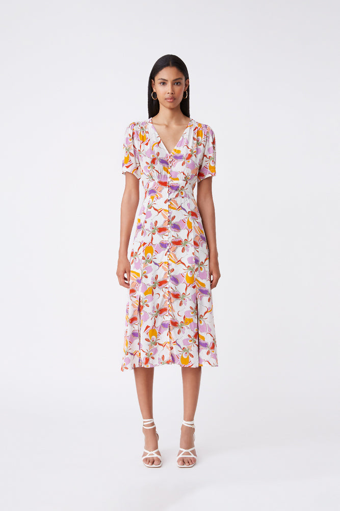 Suncoo Caitlin Floral Print Midi Dress - Mauve