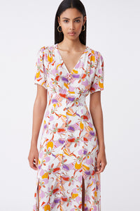 Suncoo Caitlin Floral Print Midi Dress - Mauve