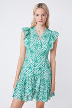 Suncoo Cassi Embroidered Dress with Ruffles Detail - Green