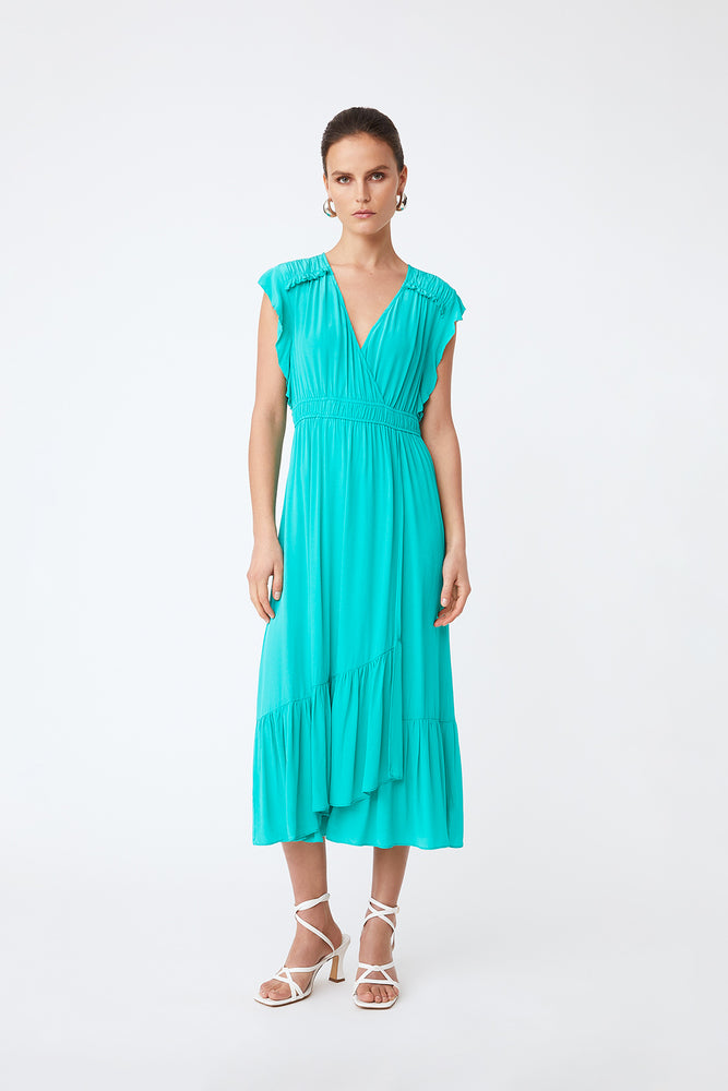 Suncoo Cerise Dress with Ruffles  BOHO BEACH FEST