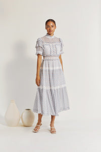 By Malina Iro Blue Ditsy Maxi Dress