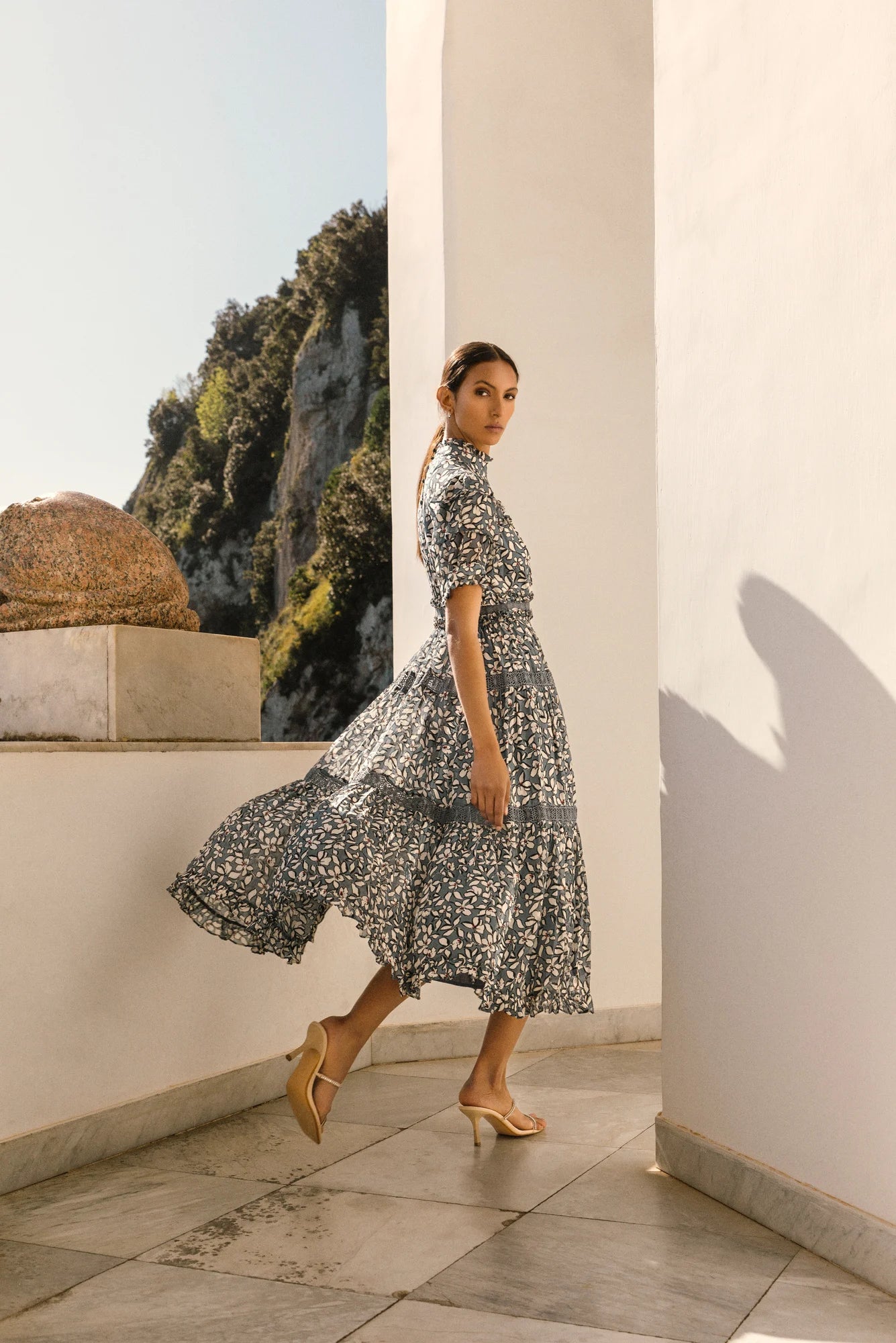 By Malina Iro Fiore Print Navy Maxi Dress BOHO BEACH FEST