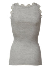 Rosemunde Copenhagen  Light Grey Lace Silk Top (Style 5357)