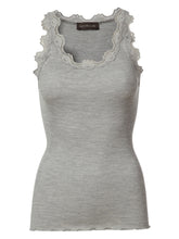 Rosemunde Copenhagen  Light Grey Lace Silk Top (Style 5357)