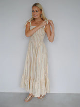 Stardust Clary Cotton Dress in Cream with Metallic Stripe