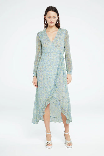 Fabienne Chapot Natasja  Frill Dress-Cream White/Riad Blue