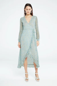 Fabienne Chapot Natasja  Frill Dress-Cream White/Riad Blue