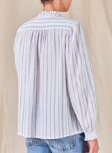 M.A.B.E Crissie Long Sleeve Blouse - White /Blue Stripe