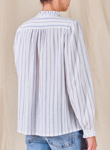 M.A.B.E Crissie Long Sleeve Blouse - White /Blue Stripe