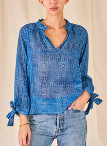 M.A.B.E. Dali Indigo Long-Sleeved Top