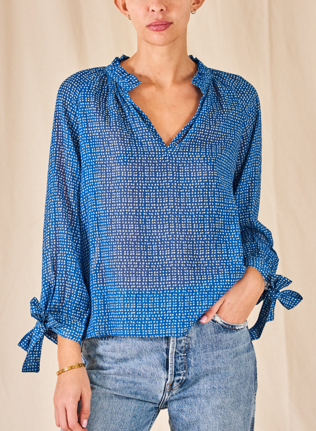 M.A.B.E. Dali Indigo Long-Sleeved Top