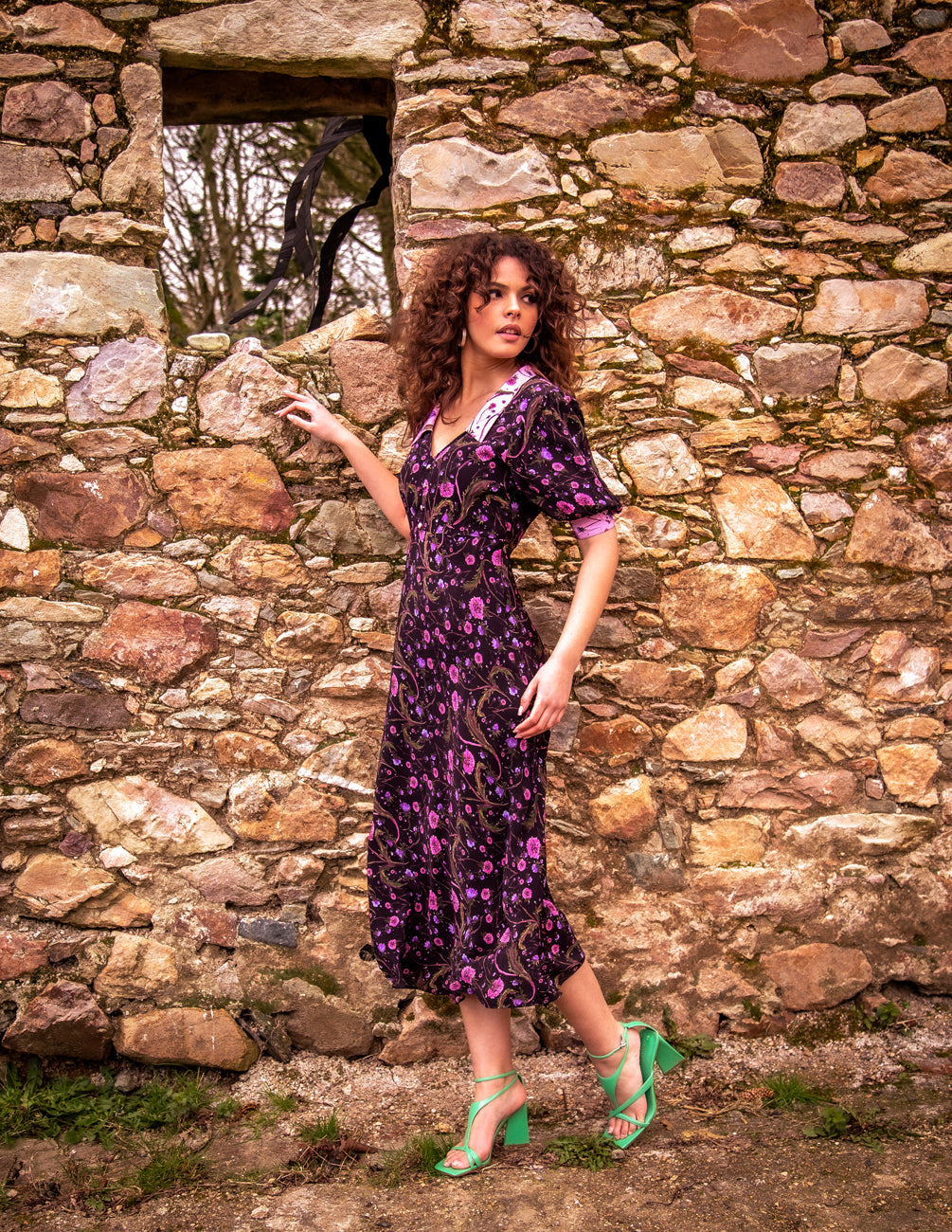 FERI Jacintha Tea Dress- Black Dandelion