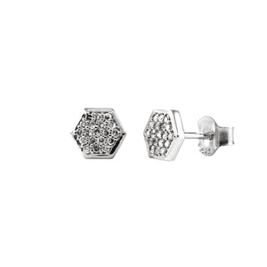 Pureshore Mosaic stud Earrings in Black Rhodium plating with White Diamonds