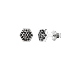 Pureshore Mosaic stud Earrings in Sterling Silver with Black Diamonds
