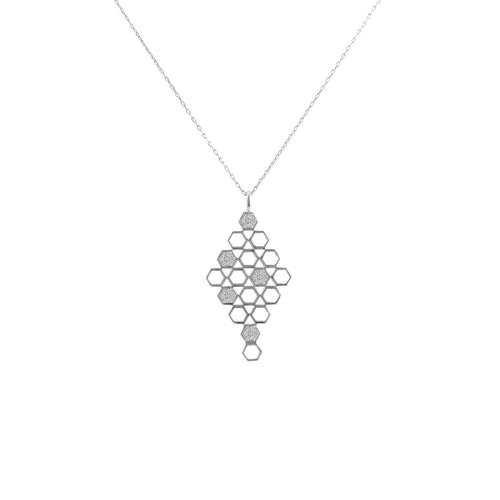 Pureshore Mosaic Necklace in Sterling Silver with White Diamonds