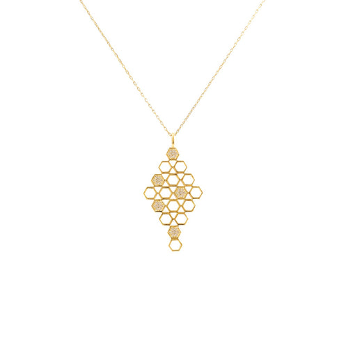 Pureshore Mosaic Necklace in 18kt Yellow Gold Vermeil with White Diamonds