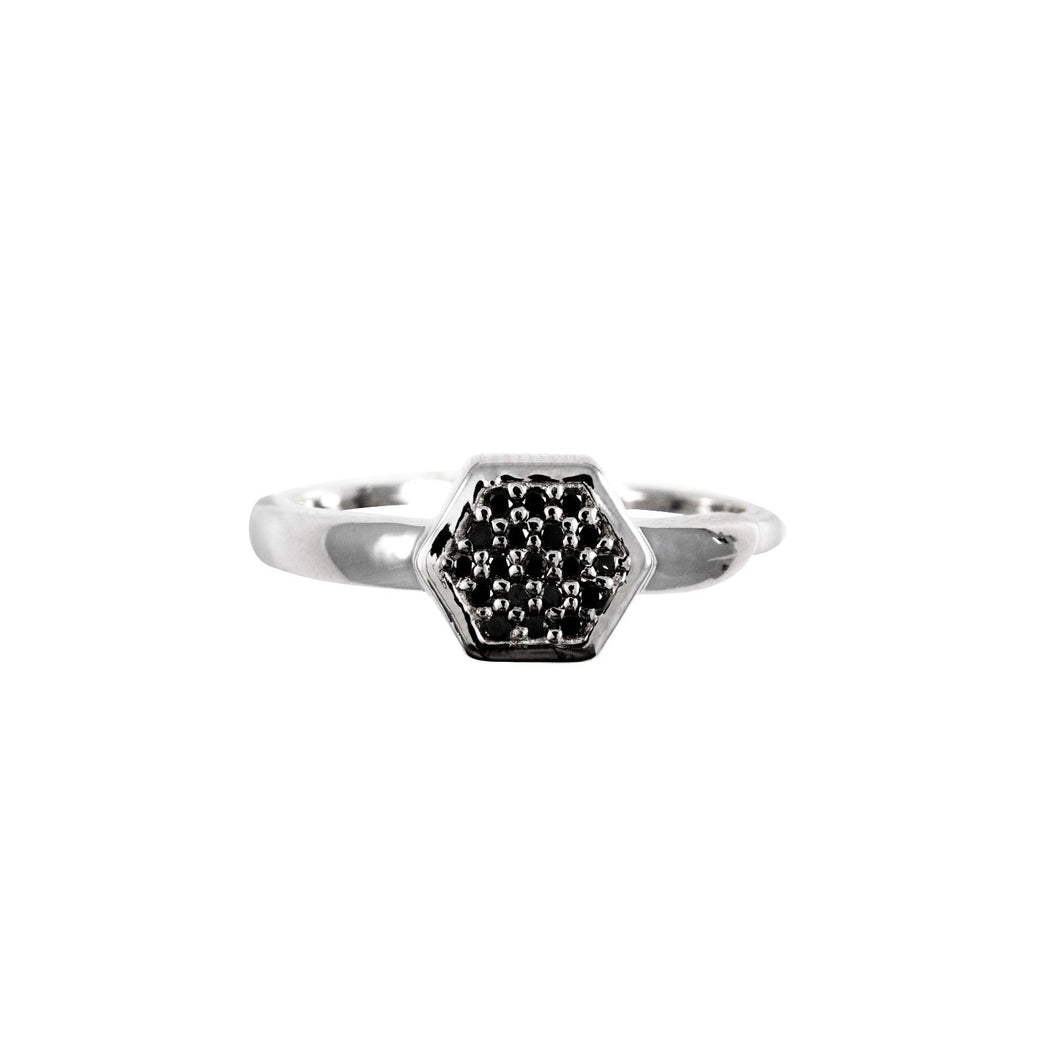 Pureshore Mosaic Ring in Silver with Black Diamonds