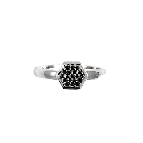 Pureshore Mosaic Ring in Black Rhodium with Black Diamonds