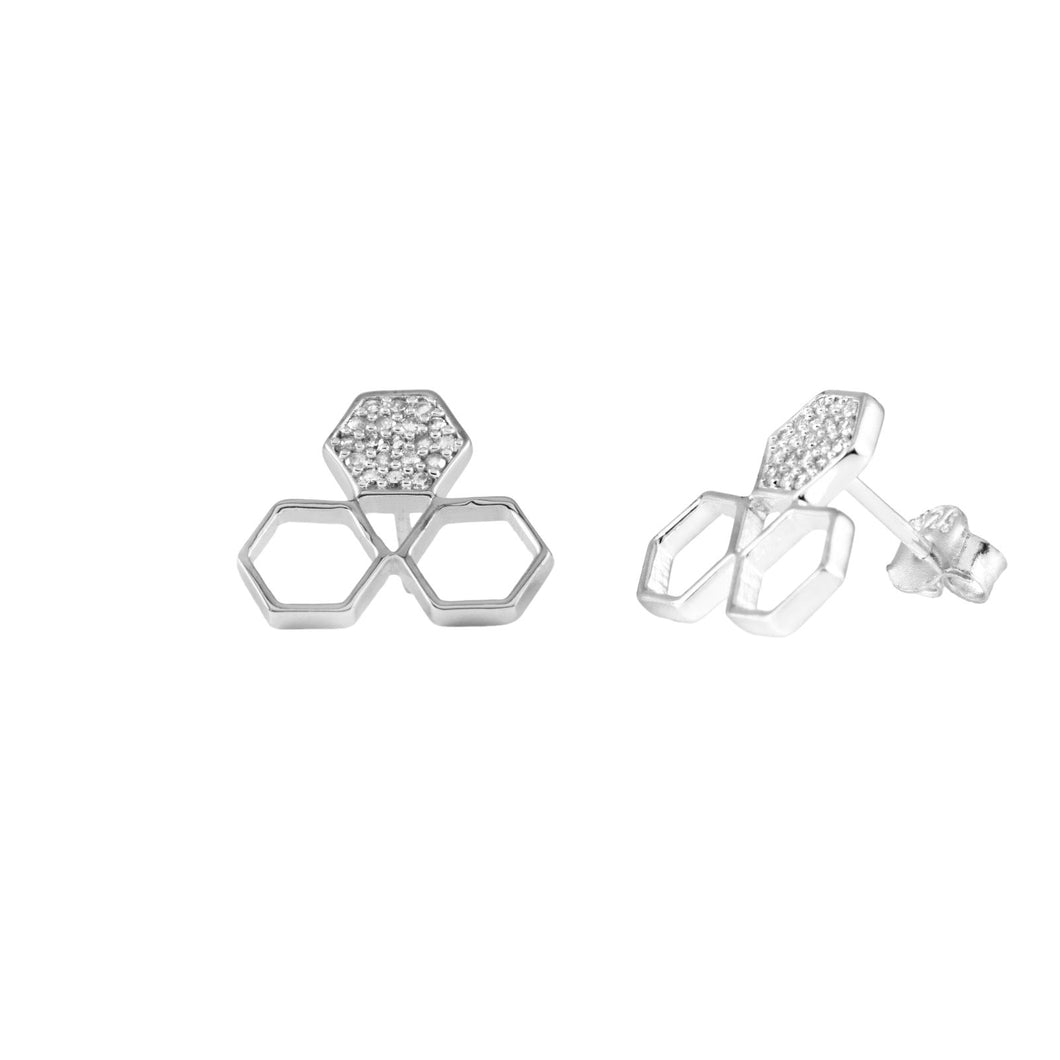 Pureshore Mosaic trio Earrings in Sterling Silver with White Diamonds
