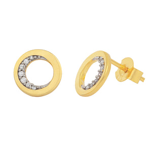 Pureshore Ola Earrings in 18k Yellow Gold Vermeil with White Diamonds